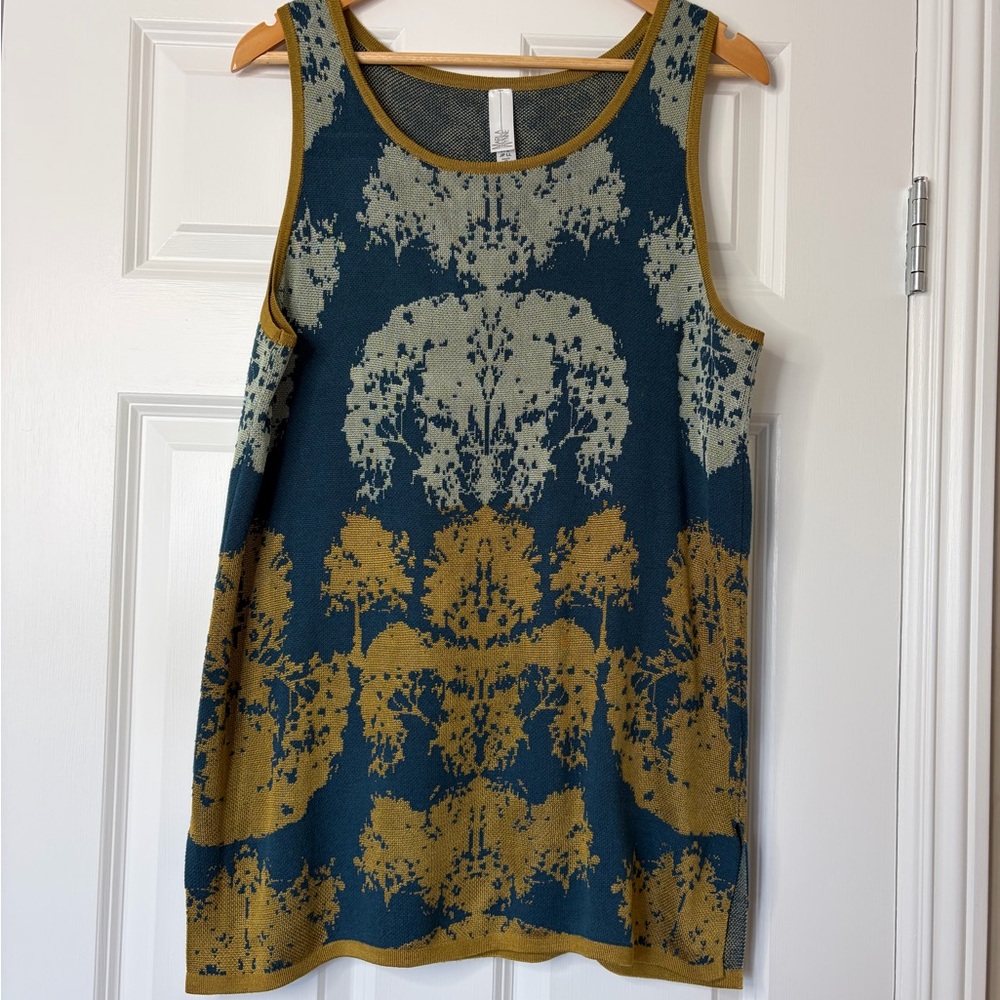 MarlaWynne Knit Tank Top/ Vest Swester in  Teal Olive and Gold Size L